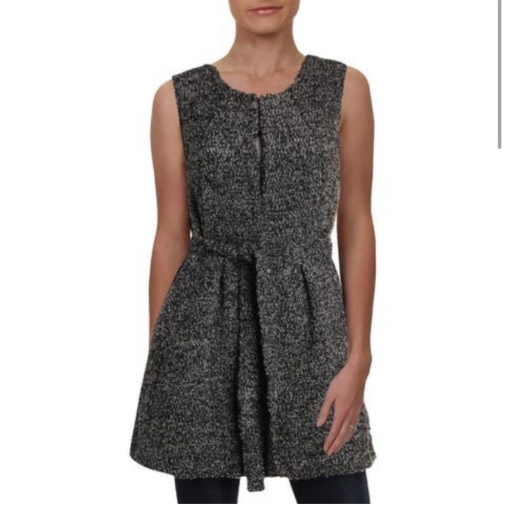 BCBGeneration Women's Size Small Sleeveless Boucle Cardigan Sweater Coat Gray